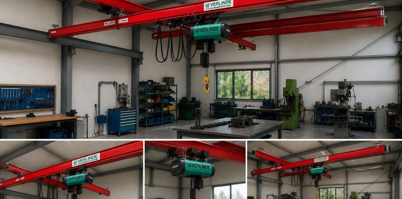 light crane system with Verlinde hoist for workstation lifting