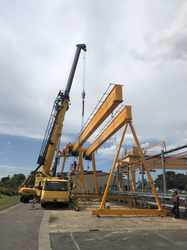 National Crane Solutions portal crane beam lift installation