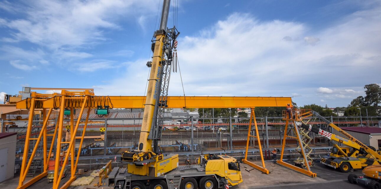 Portal crane installation with mobile crane lift for National Crane Solutions
