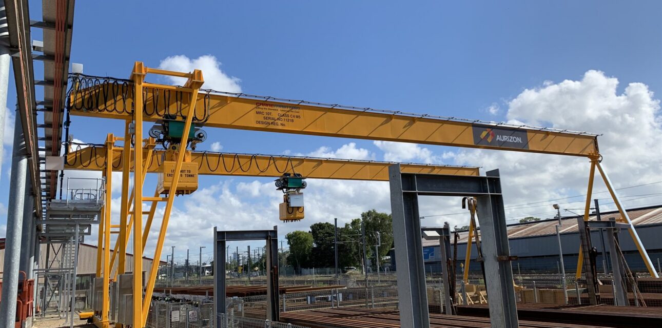 Portal crane runway and gantry system for outdoor steel handling